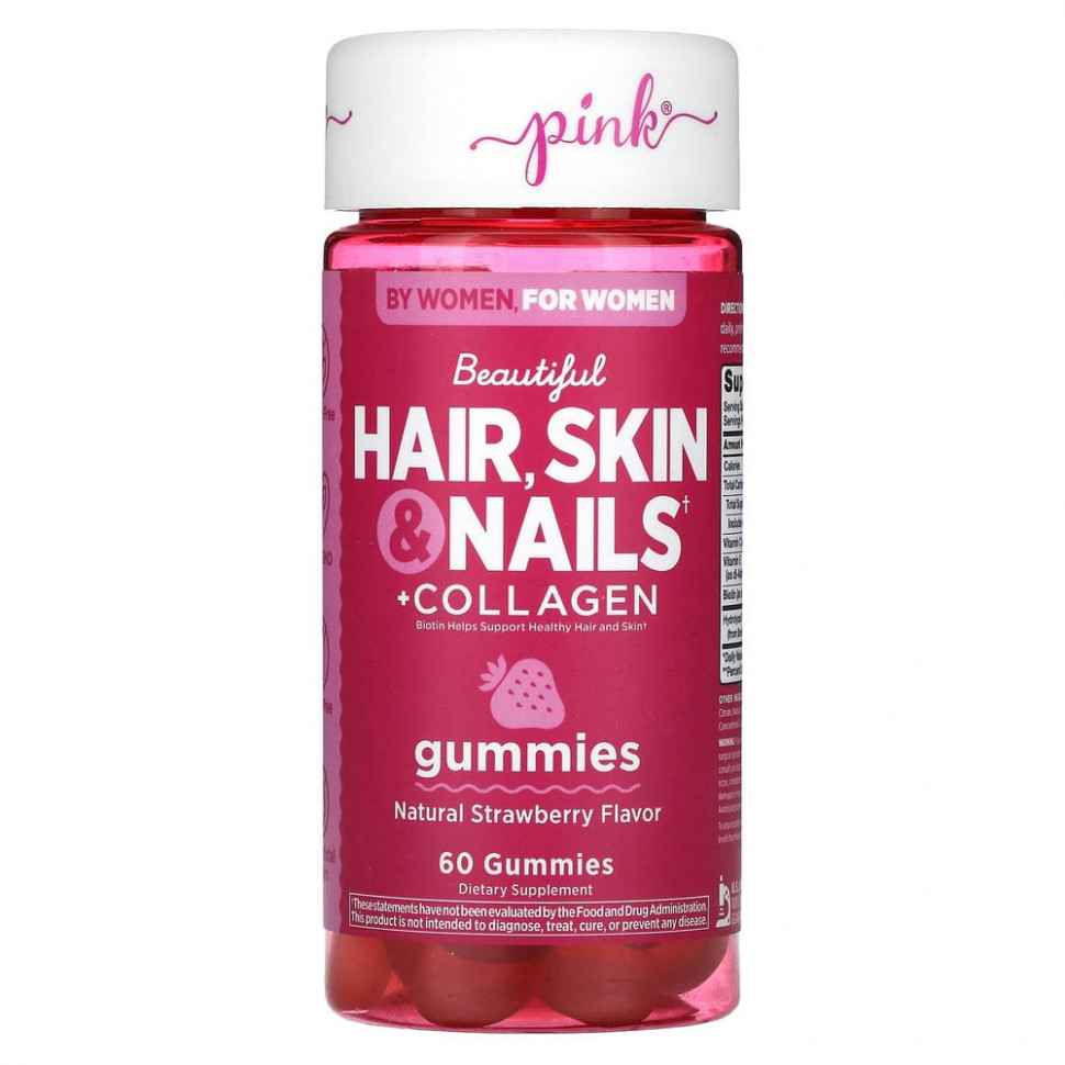 Pink, Beautiful Hair, Skin & Nails + Collagen,  , 60      , -, 