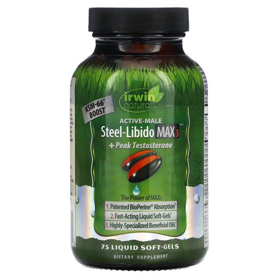 Irwin Naturals, Steel Libido Max 3 + Peak Testosterone, 75      , -, 