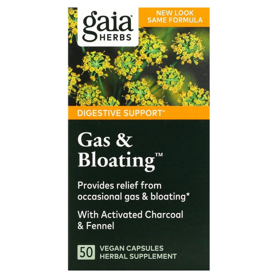 ���������� Gaia Herbs, Gas & Bloating, 50 ��������� ������  Iherb (������)