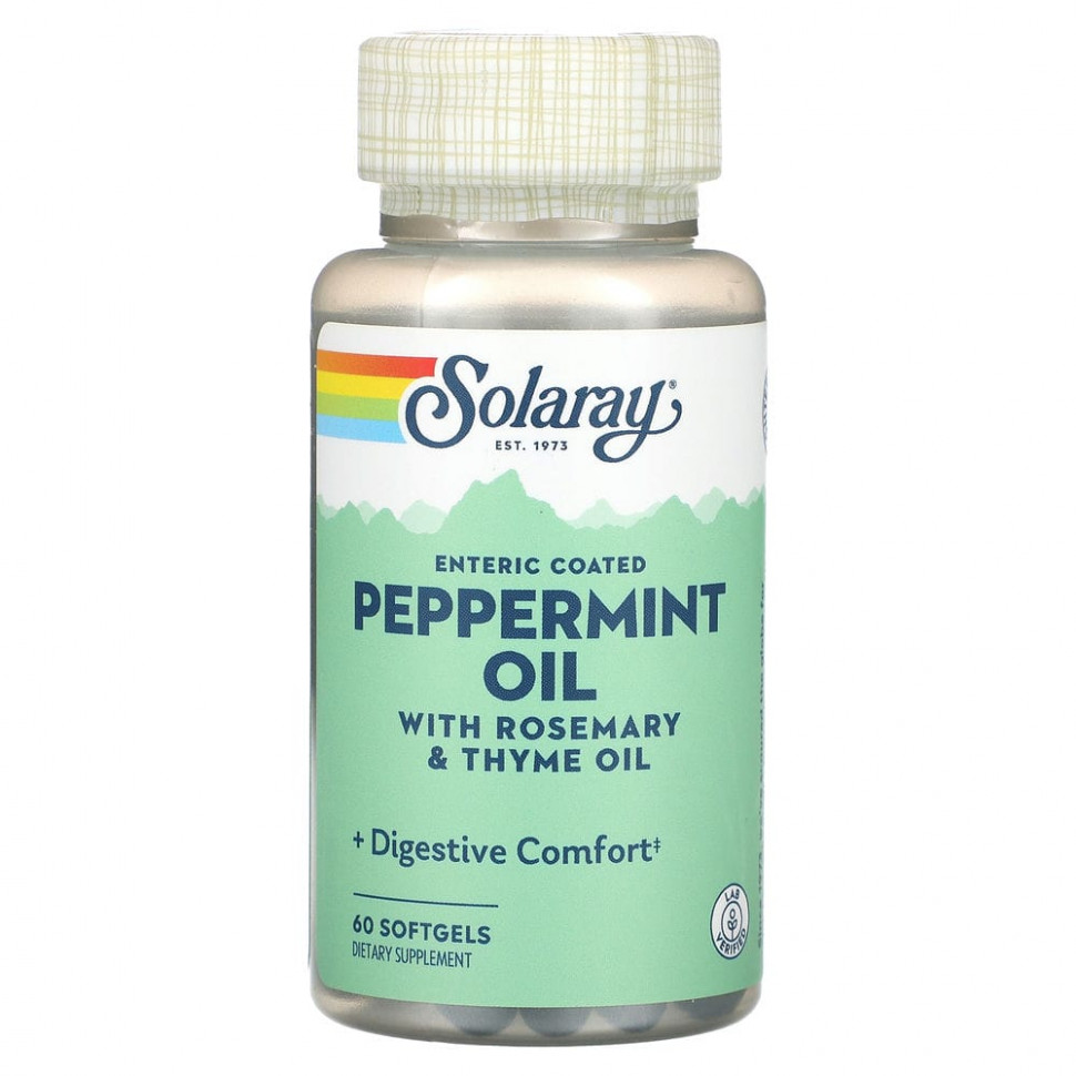 Solaray, Peppermint Oil, 60 Softgels    , -, 