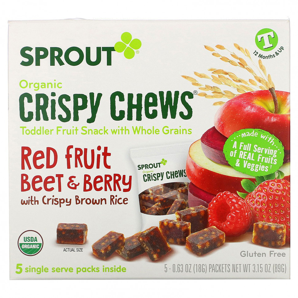 ���������� Sprout Organic, Crispy Chews, �� 12 ������� � ������, ������� ������, ������ � ����� � ��������� ���������� �����, 5 ��������� �� 18 � (0,63 �����)  Iherb (������)