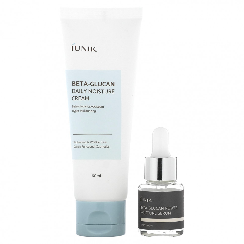 iUNIK, Beta-Glucan Edition Skin Care Set, Cream & Mini Serum, 2 Piece Set    , -, 