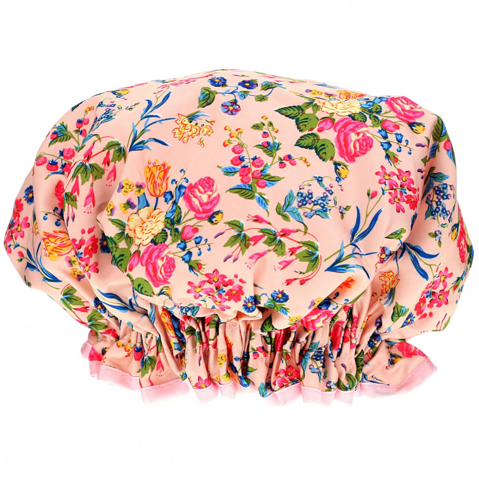 The Vintage Cosmetic Co., Shower Cap, Pink Floral Satin, 1 Count    , -, 