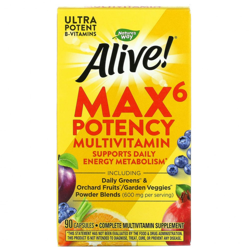 ���������� Nature's Way, Alive! Max6 Potency, ��������������, 90 ������  Iherb (������)
