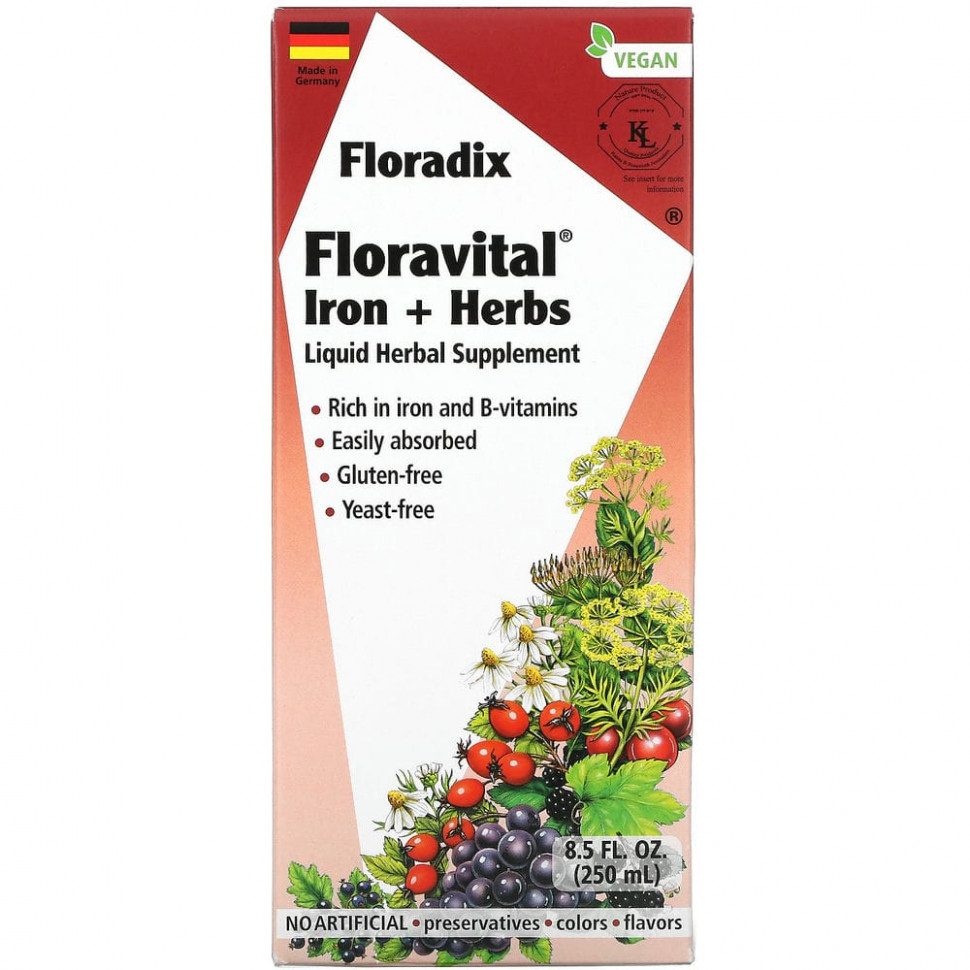 Gaia Herbs, Floradix, Floravital Iron + Herbs, 8,5   (250 )    , -, 