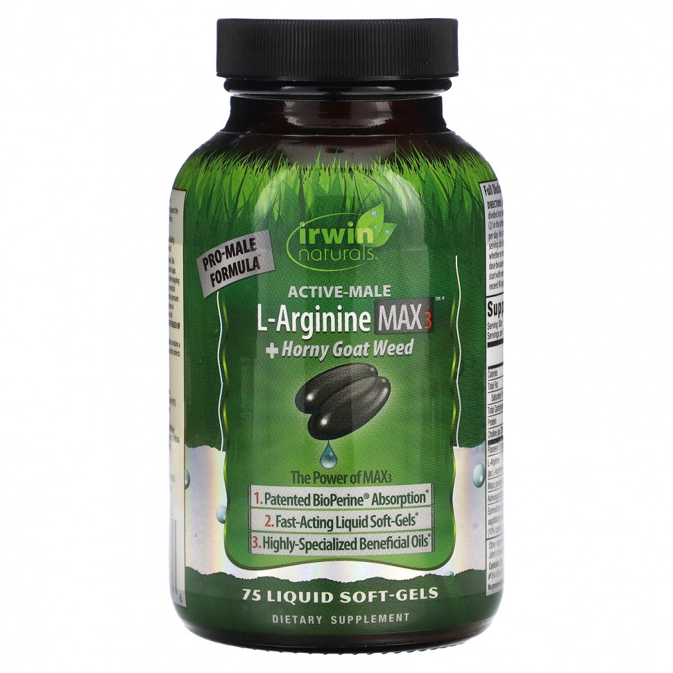 Irwin Naturals, Active-Male, L- Max3 + Horny Goat Weed, 75      , -, 