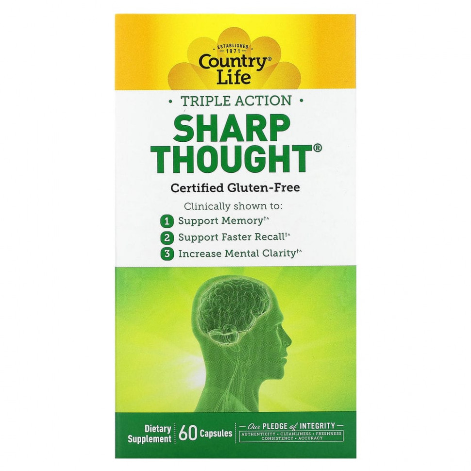 Country Life, Triple Action Sharp Thought, 60   Iherb ()
