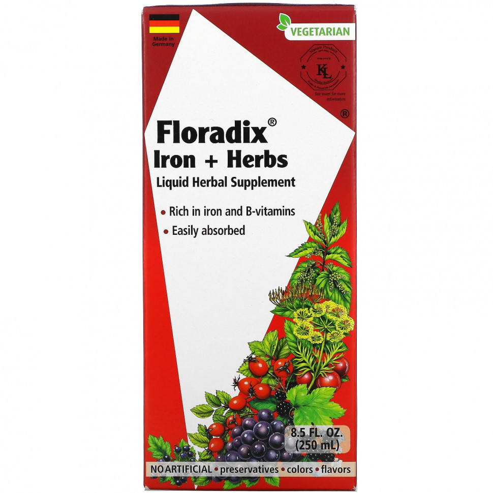 ���������� Gaia Herbs, Floradix, ������ � �����, ������ ������������ �������, 250 �� (8,5 ����. �����)  Iherb (������)