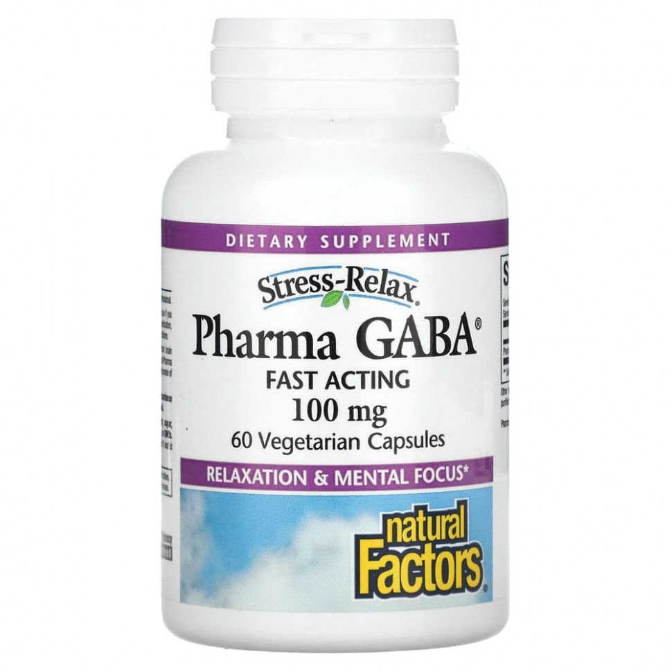 Natural Factors, Stress Relax, Pharma GABA, 100 , 60      , -, 