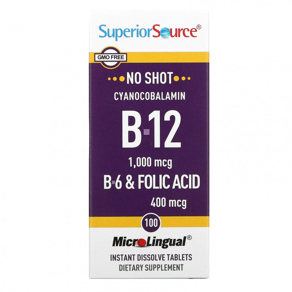 Superior Source, Cyanocobalamin B-12, 1,000 mcg, 100 Instant Dissolve Tablets    , -, 