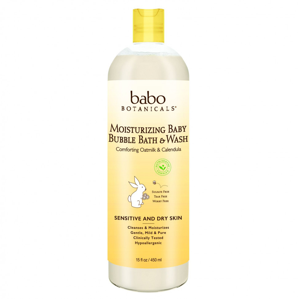 ���������� Babo Botanicals, ����������� �������� ��� �������� � ������ Baby Bubble Bath & Wash, ��������� � ������� �������, 15 �. ���. (450 ��)  Iherb (������)