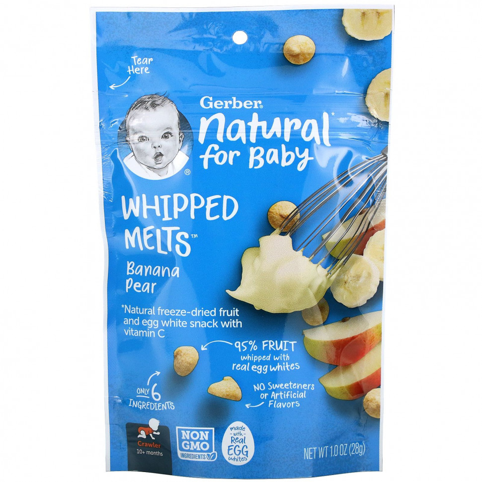 ���������� Gerber, Whipped Melts, Banana Pear, Crawler, 10+ Months, 1.0 oz (28 g)  Iherb (������)