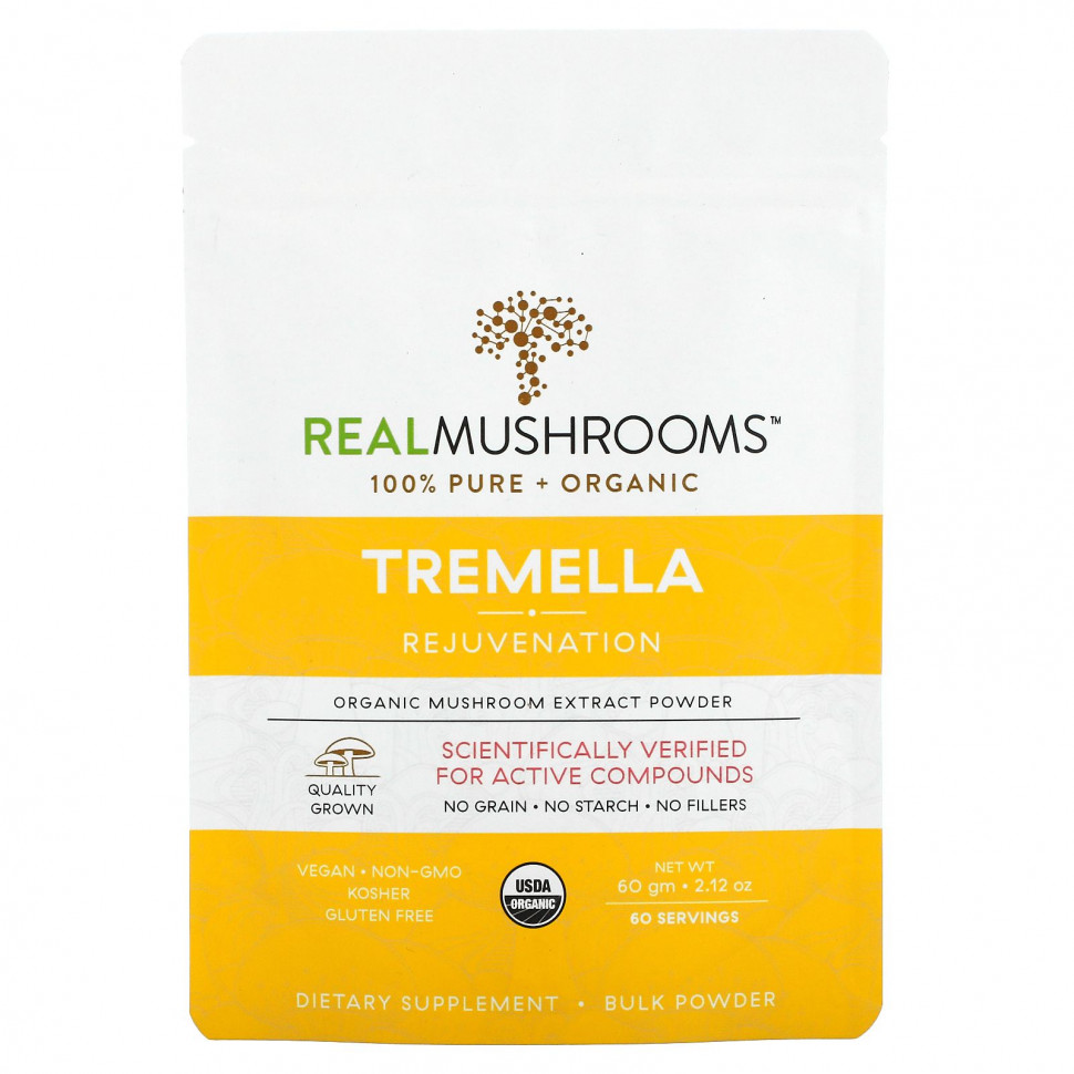 ���������� Real Mushrooms, Tremella, ������������ �������� ������ � �������, 60 � (2,12 �����)  Iherb (������)