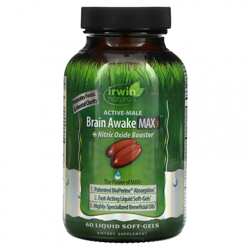 Irwin Naturals, Brain Awake Max 3 +    , 60      , -, 