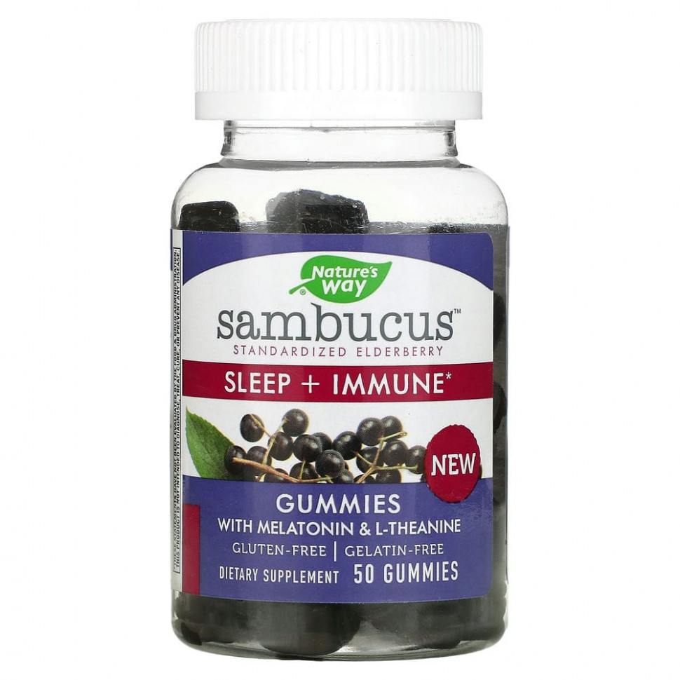 Nature's Way, Sambucus, Sleep + Immune, 50 Gummies    , -, 