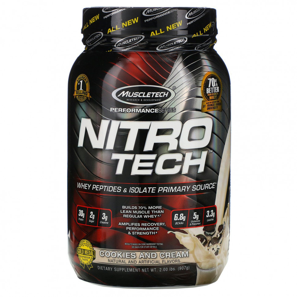 ���������� Muscletech, Nitro Tech, ������������ ������ + ����� ��� ������ ����� �������� �����, ���� ������� � ������, 907 � (2 �����)  Iherb (������)