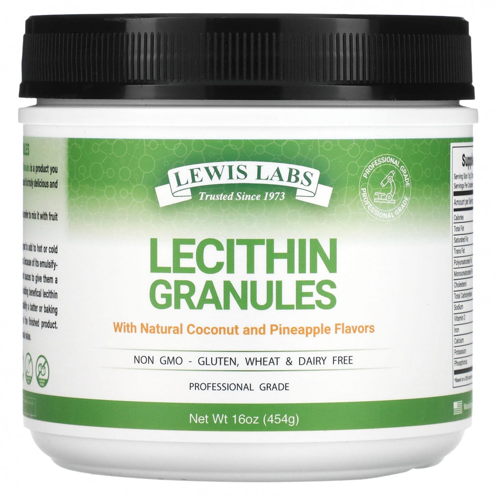 Lewis Labs, Lecithin Granules, Natural Coconut and Pineapple, 16 oz (454 g)    , -, 