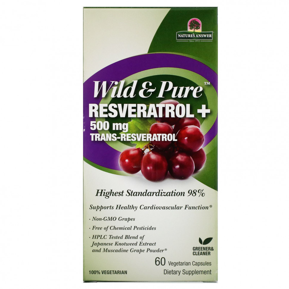 Genceutic Naturals, Wild & Pure Resveratrol+, 500 , 60      , -, 