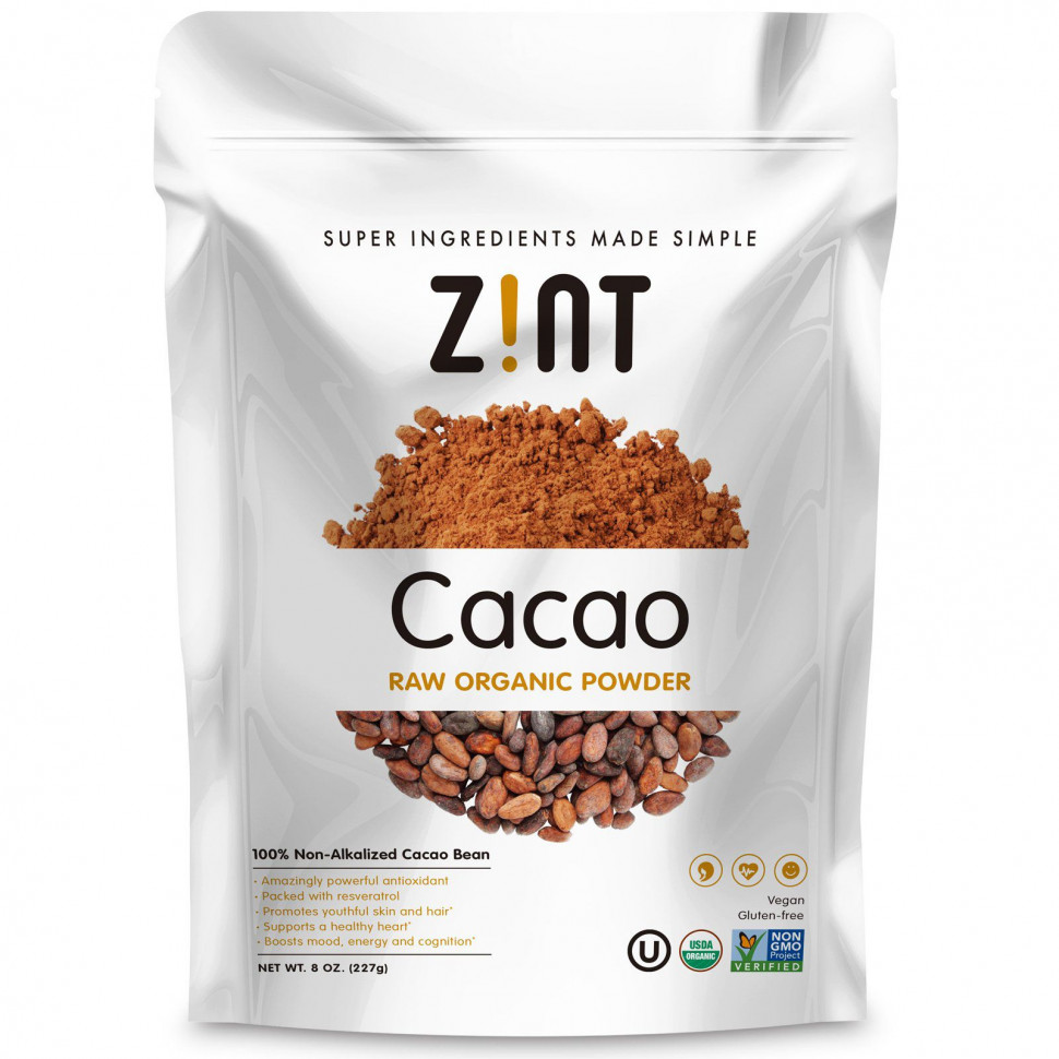 Zint, Cacao Raw Organic Powder, 8 oz (227 g)    , -, 