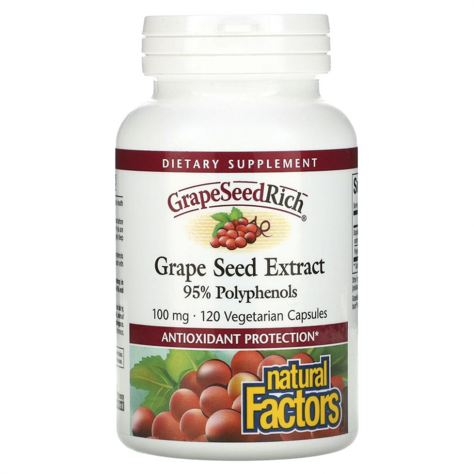 ���������� Natural Factors, GrapeSeedRich, �������� ����������� ��������, 100 ��, 120 �������������� ������  Iherb (������)