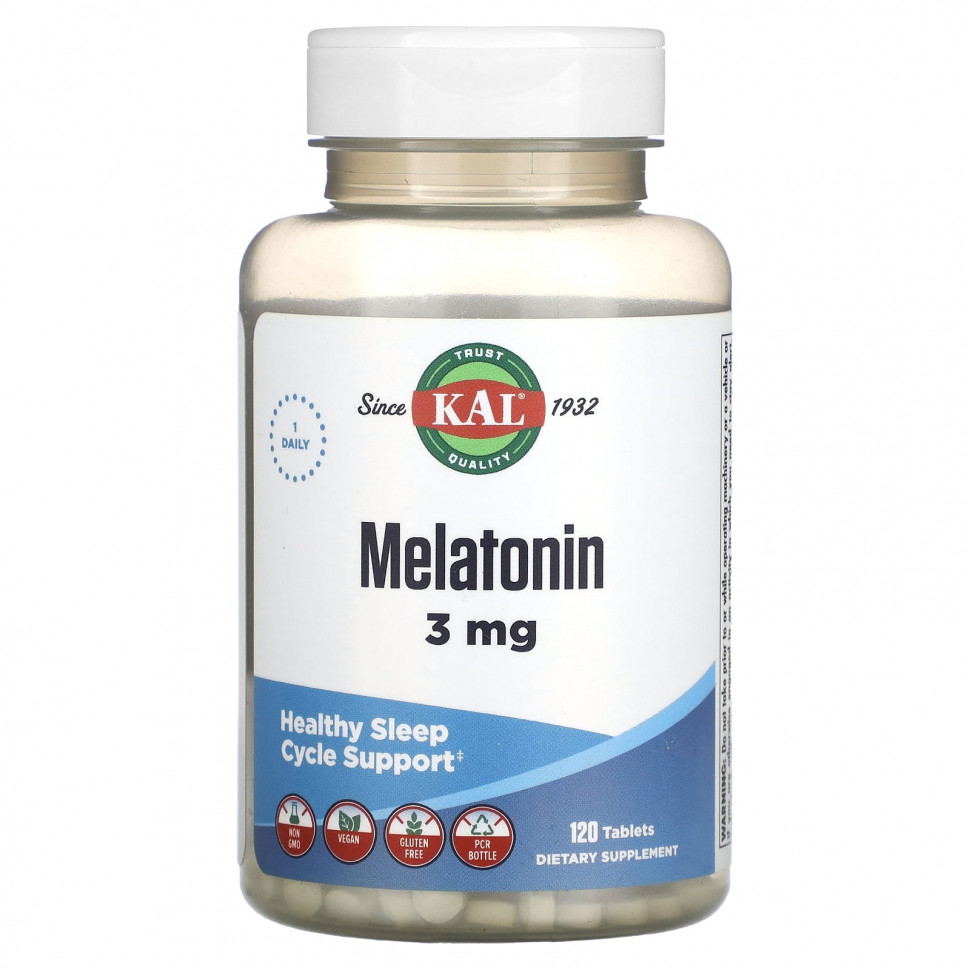 KAL, Malatonin, 3 mg, 120 Tablets    , -, 