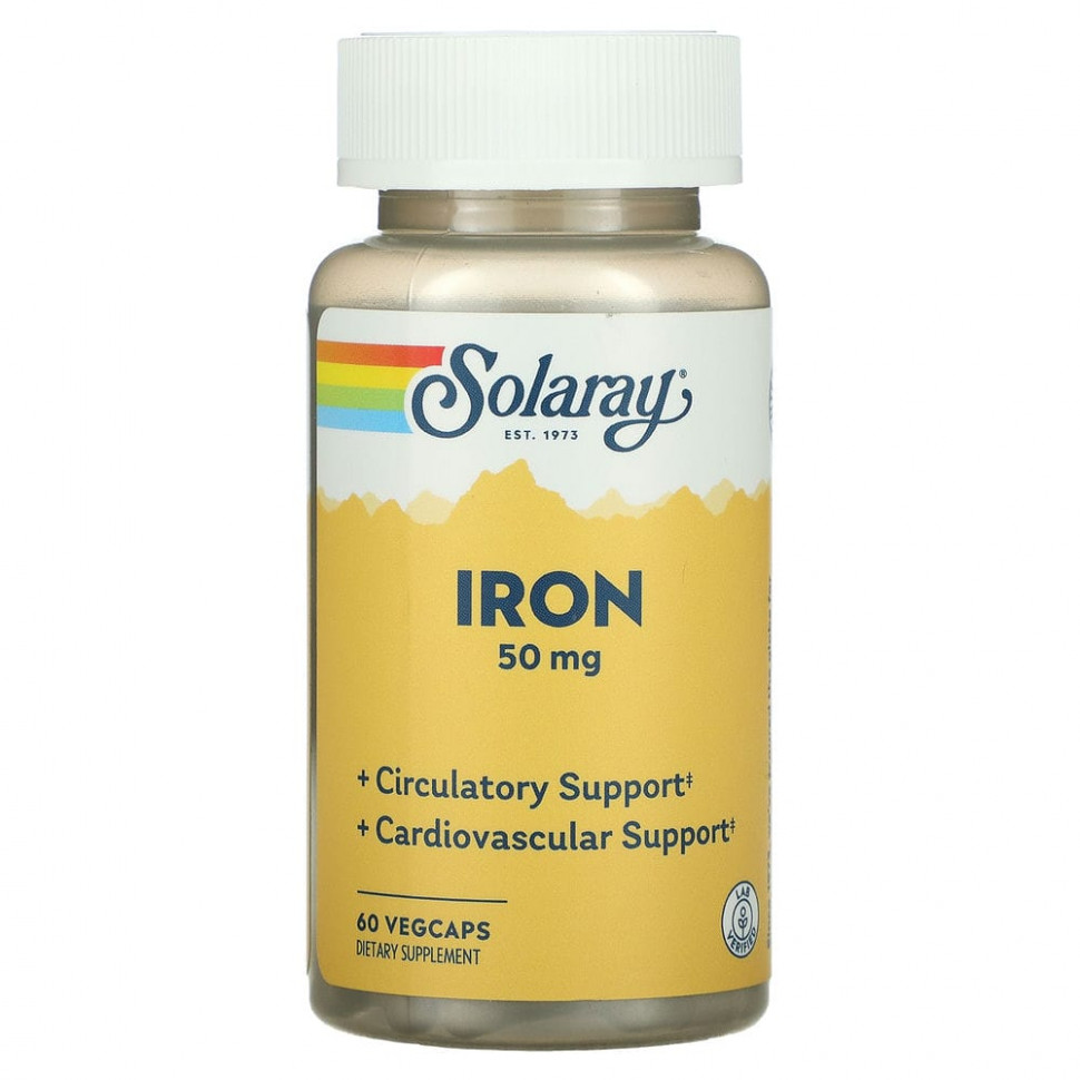 ���������� Solaray, Iron (������), 50 ��, 60 ������������ ������  Iherb (������)