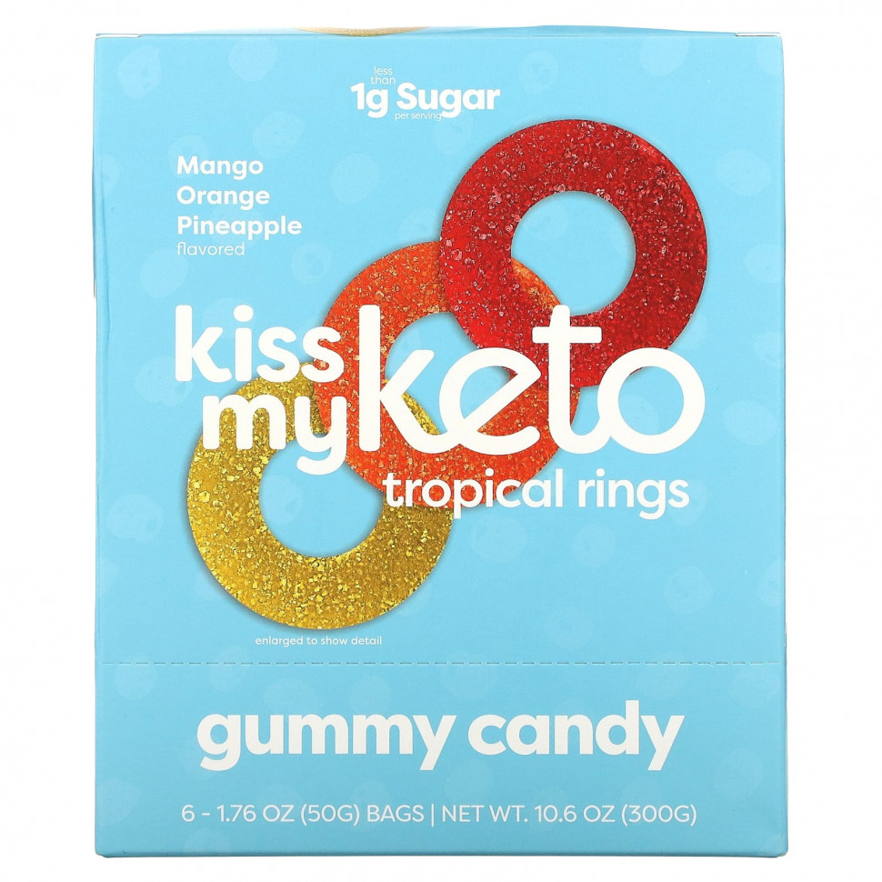 Kiss My Keto, Tropical Rings Gummy Candy, ,   , 6   50  (1,76 )    , -, 