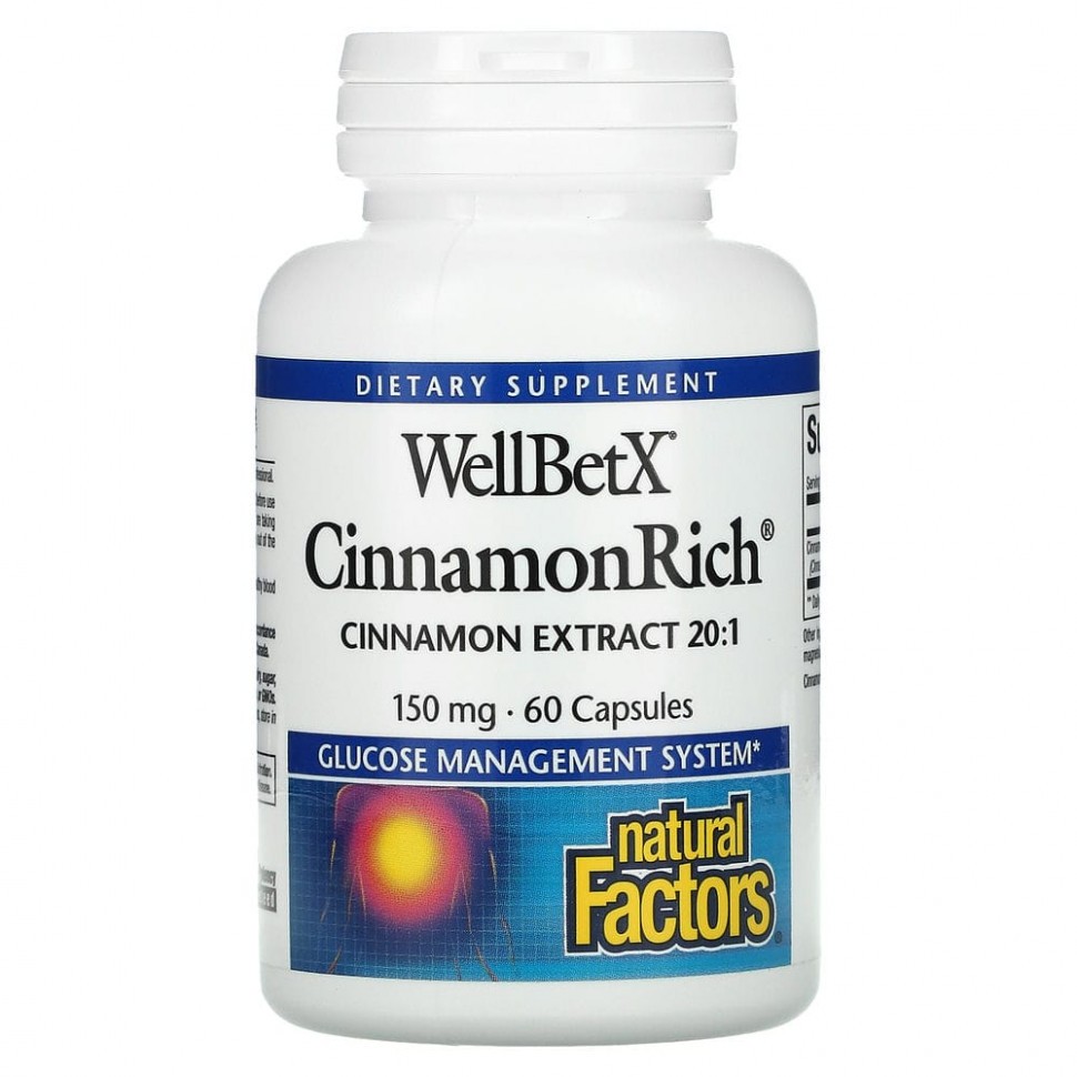 Natural Factors, WellBetX, CinnamonRich, 150 , 60     , -, 