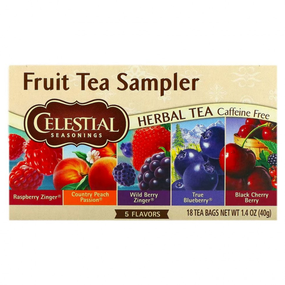 ���������� Celestial Seasonings, Fruit Tea Sampler, �������� ���, ��� �������, 5 ������, 18 ������ ���������, ����� 40 � (1,4 �����) ������  Iherb (������)