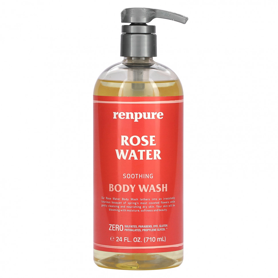 Renpure, Rose Water Soothing Body Wash, 24 fl oz (710 ml)    , -, 