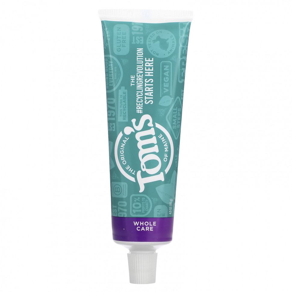 Tom's of Maine, Whole Care Anticavity Toothpaste, Spearmint, 4 oz (113 g)    , -, 