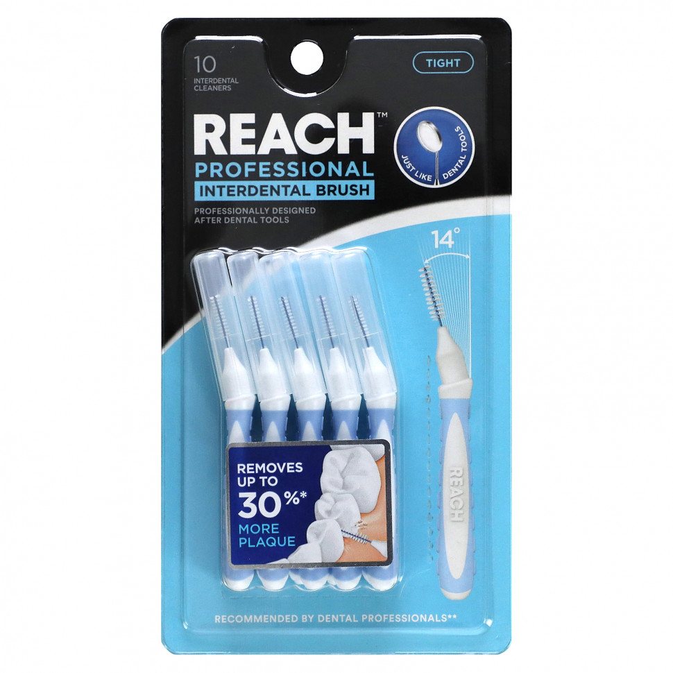 Reach, Professional Interdental Brush, Tight, 10 Interdental Cleaners    , -, 