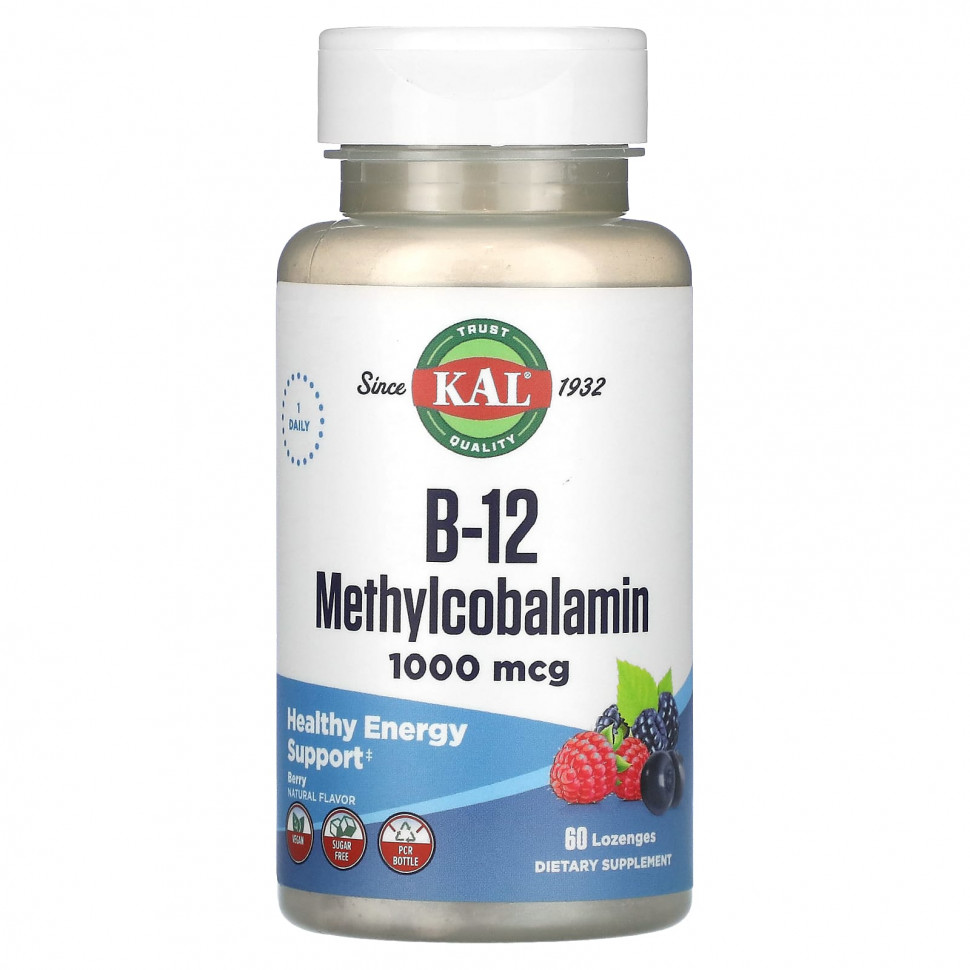 KAL, B-12 Methylcobalamin, Berry, 1,000 mcg, 60 Lozenges    , -, 