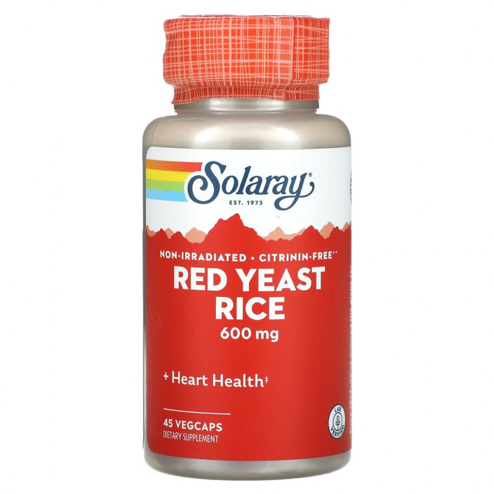 Solaray, Red Yeast Rice, 600 mg, 45 VEGCAPS    , -, 