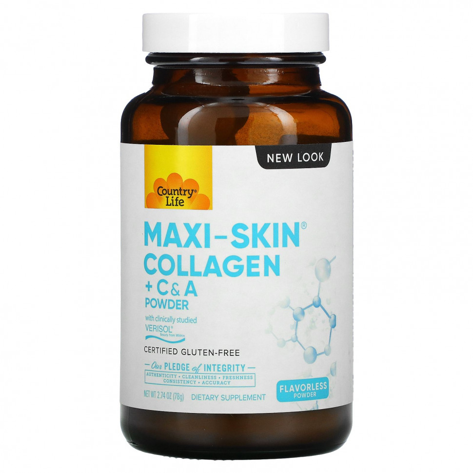 Country Life, Maxi-Skin Collagen + C & A Powder, 2.74 oz (78 g)    , -, 