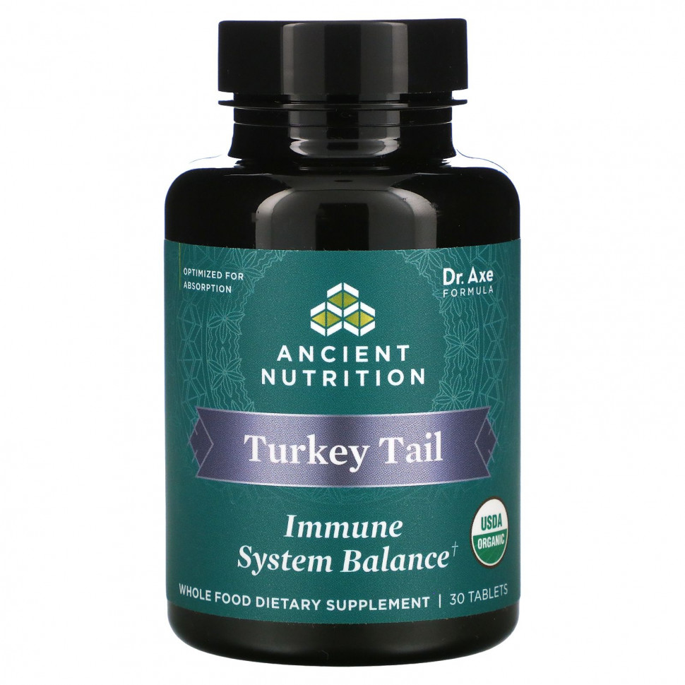  Dr. Axe / Ancient Nutrition, Turkey Tail,     , 30   Iherb ()