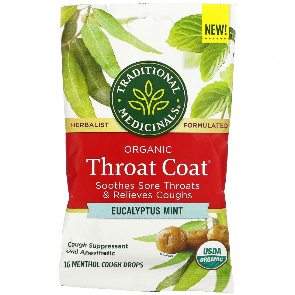 Traditional Medicinals, Organic Throat Coat Drops,  , 16         , -, 