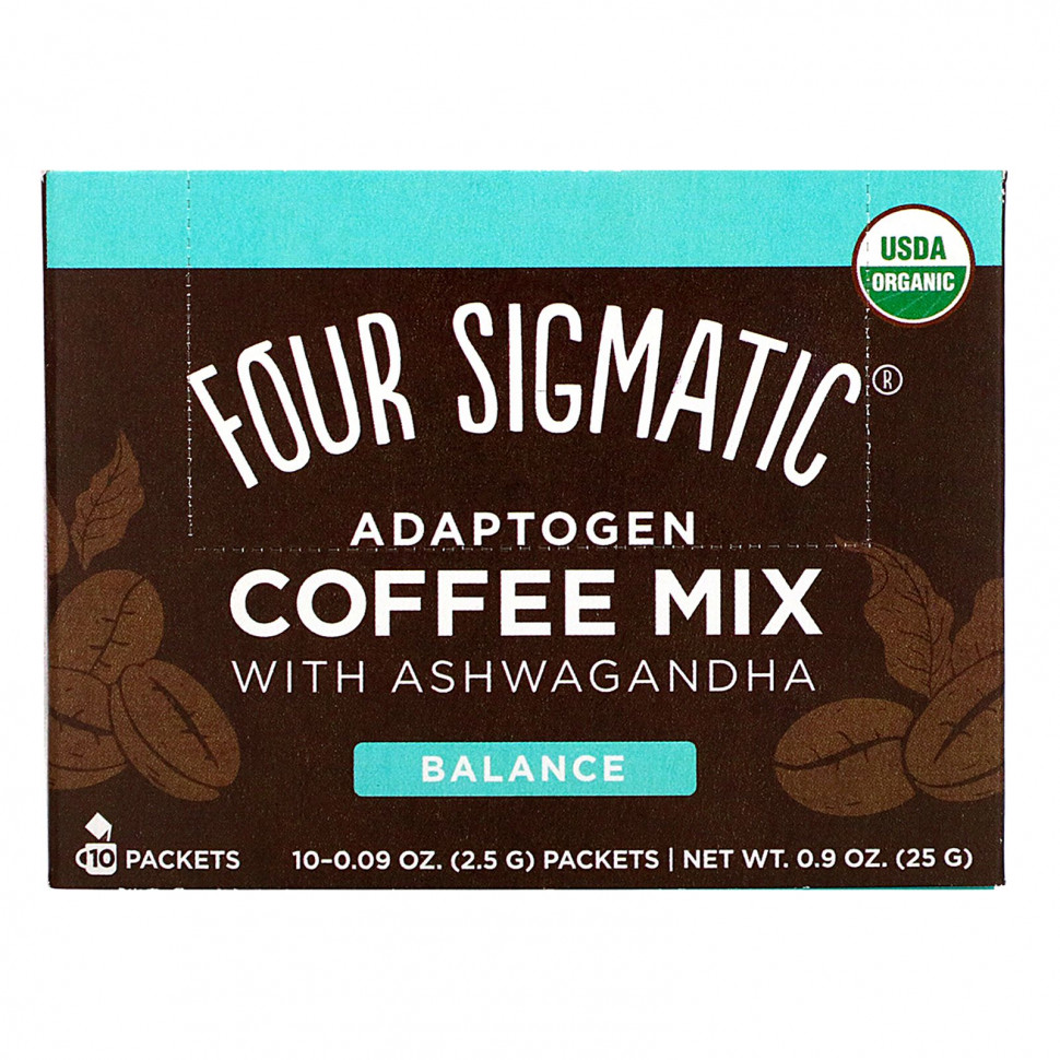���������� Four Sigmatic, Balance, �������� ����� � ����������, � ������������, ������� �������, 10 ��������� �� 2,5 � (0,09 �����)  Iherb (������)
