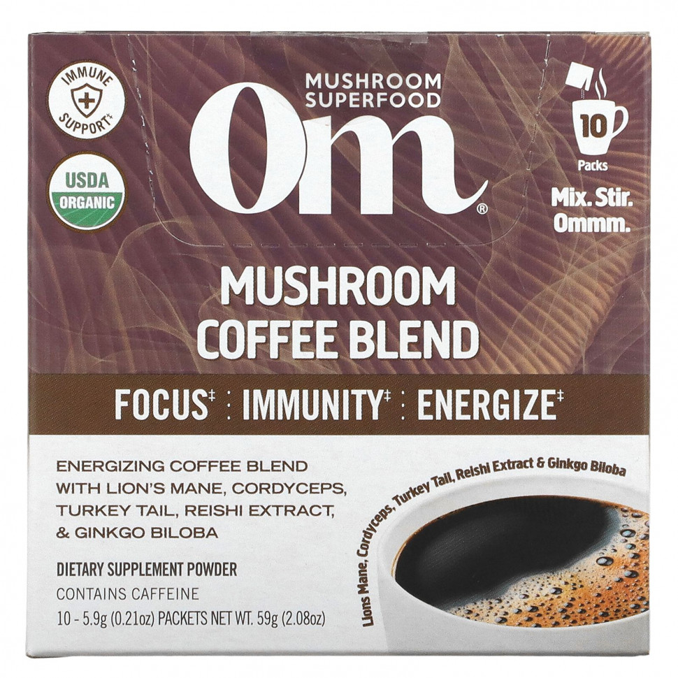 ���������� Om Mushrooms, ����� �������� ����, 10 ��������� �� 5,9 � (0,21 �����)  Iherb (������)