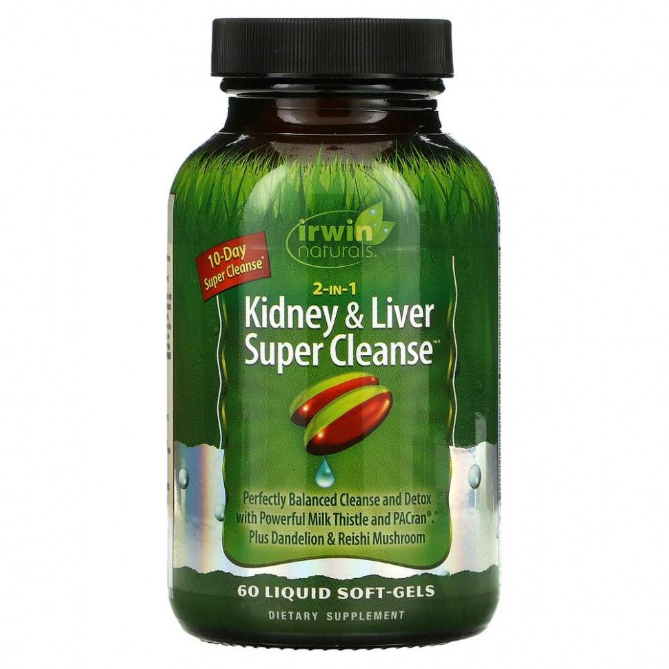 Irwin Naturals, 2 in 1 Kidney & Liver Super Cleanse, 60      , -, 