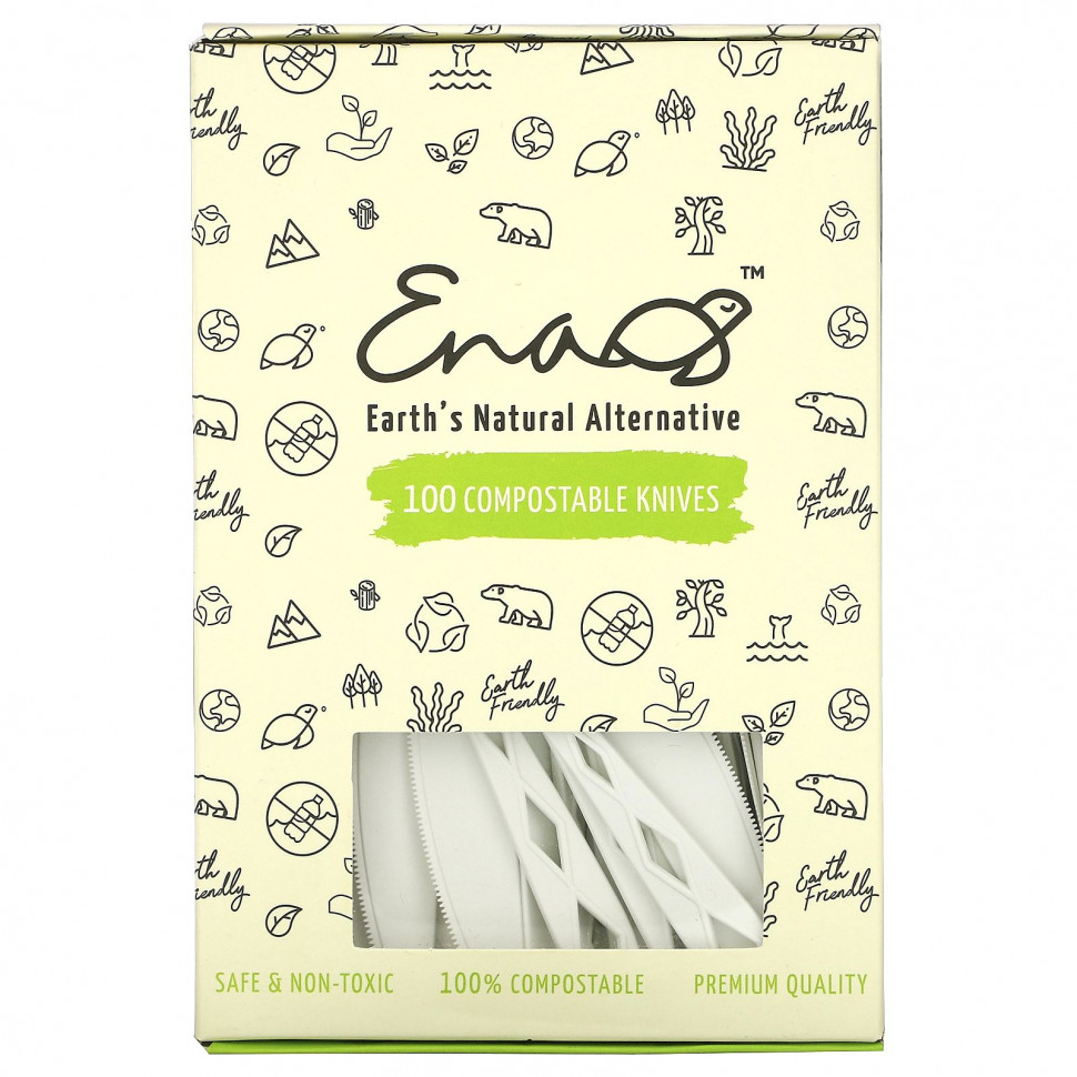 Earth's Natural Alternative, Compostable Knifes, 100 Pack    , -, 