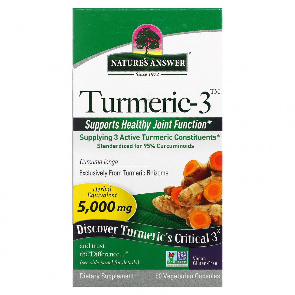 Nature's Answer, Turmeric-3, 5,000 mg, 90 Vegetarian Capsules    , -, 