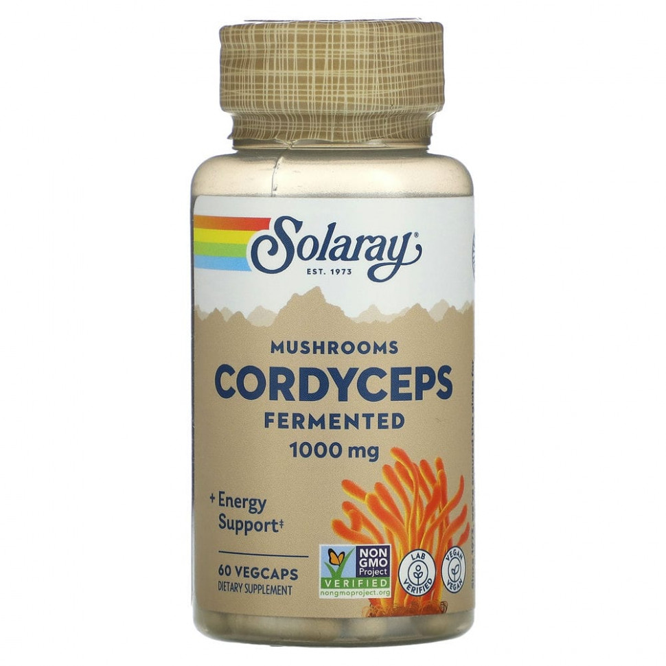  Solaray, Organic Grown Fermented Cordyceps, 500 mg, 60 VegCaps  Iherb ()