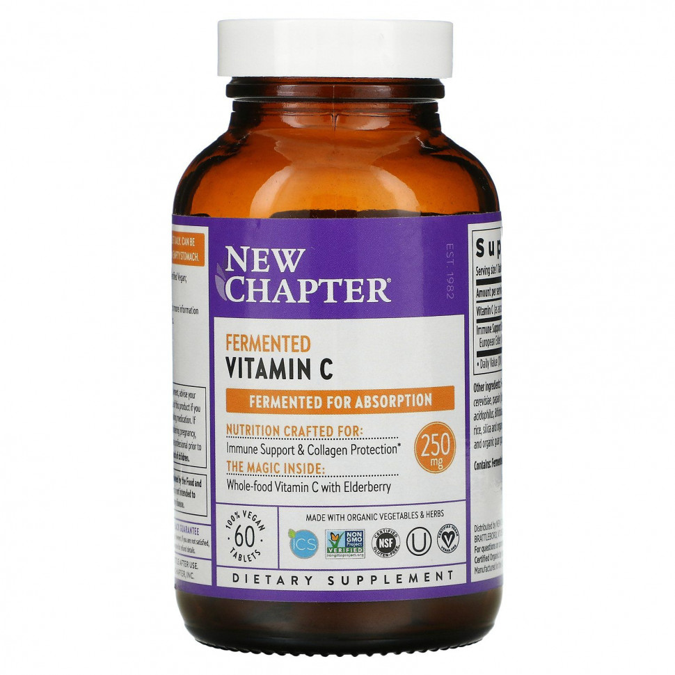 New Chapter, Fermented Vitamin C, 60 Vegan Tablets    , -, 