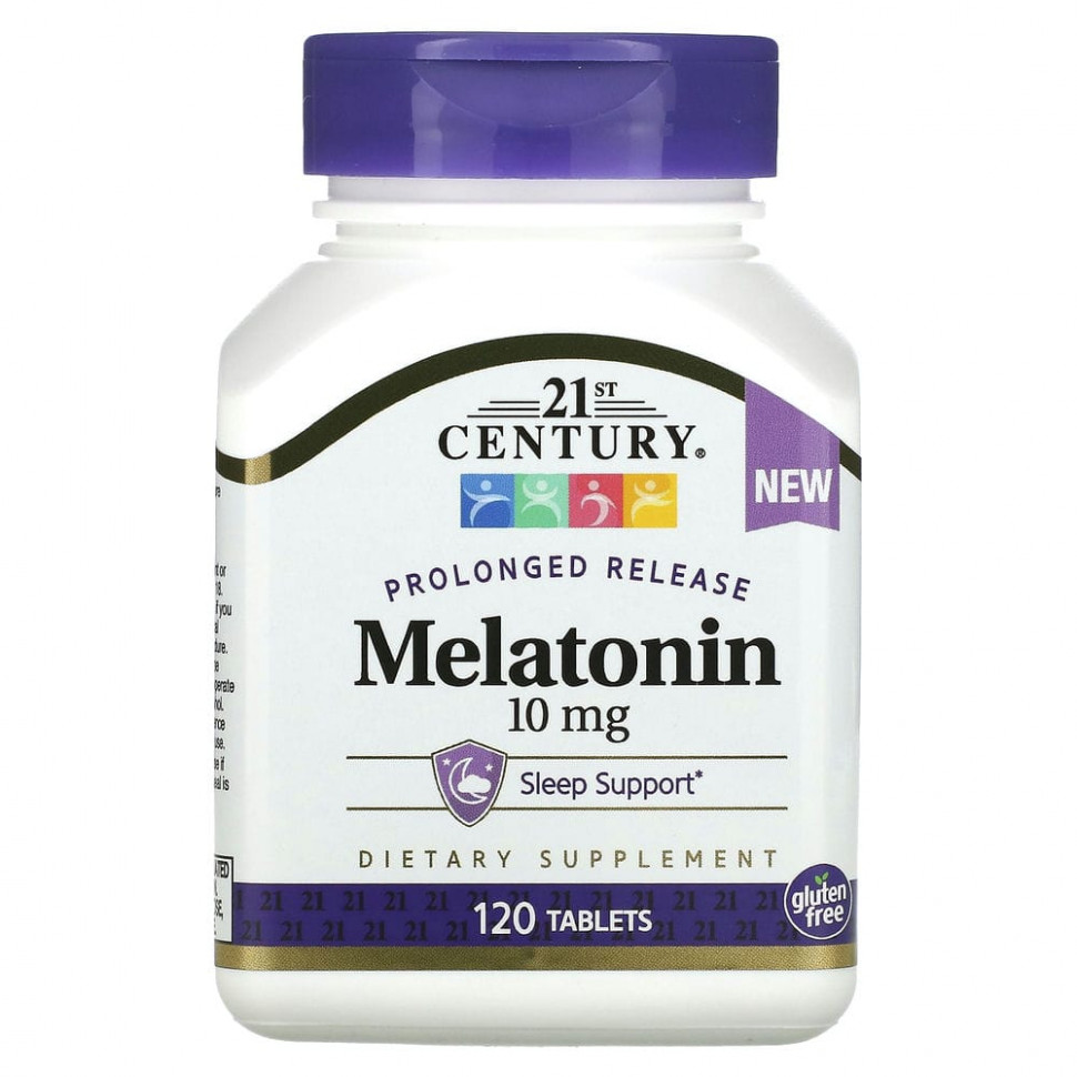 21st Century, Melatonin, Prolonged Release, 10 mg , 120 Tablets    , -, 