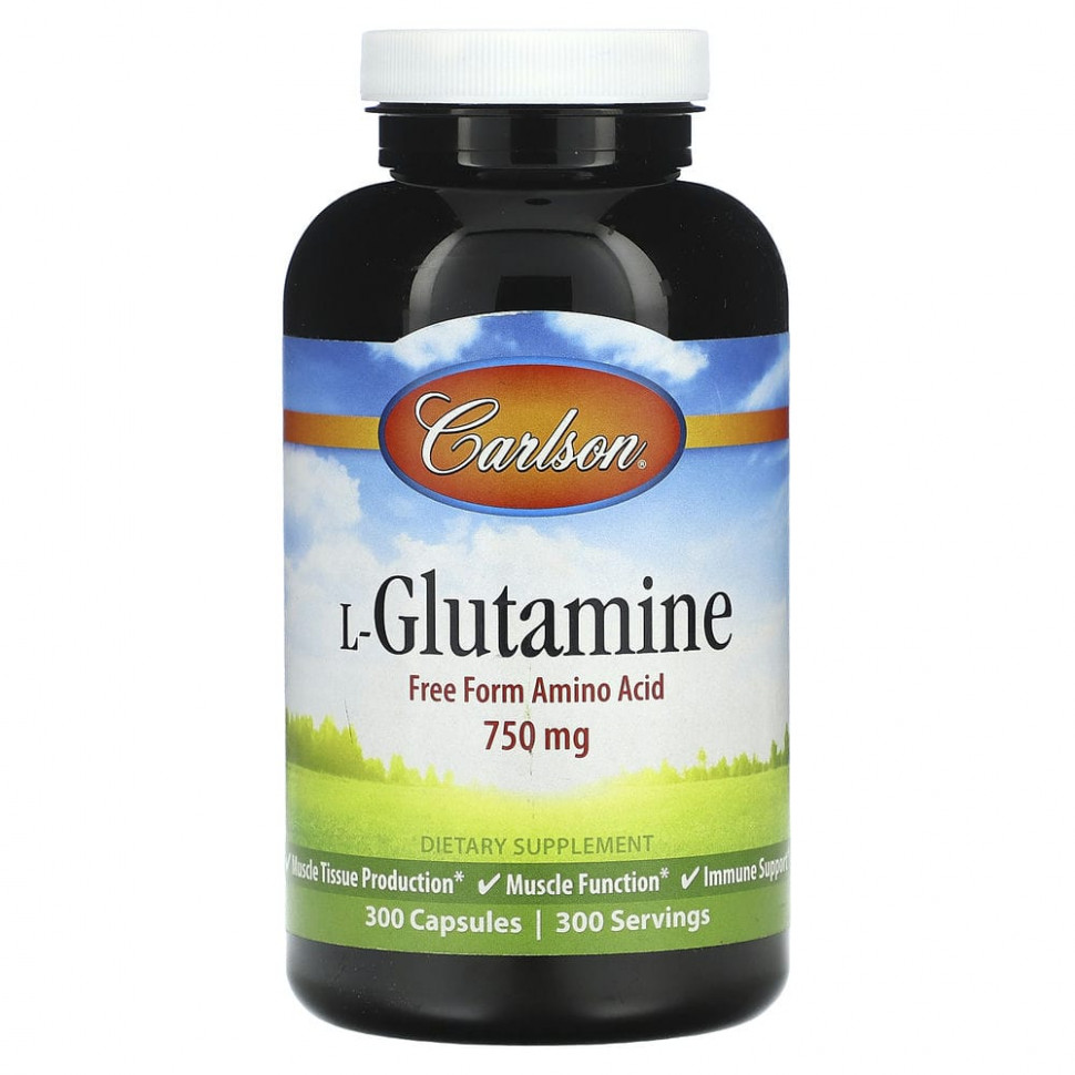 Carlson, L-Glutamine, 750 mg, 300 Capsules    , -, 