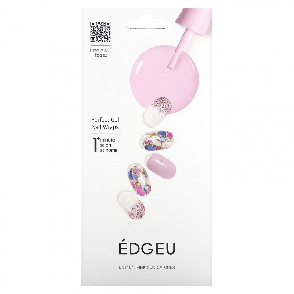 Edgeu, Perfect Gel Nail Wraps, ENT104, Pink Sun Catcher,   16     , -, 