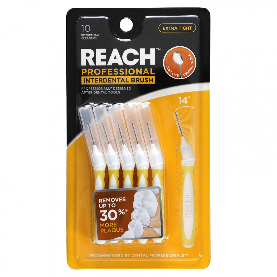 Reach, Professional Interdental Brush, Extra Tight, 10 Interdental Cleaners    , -, 