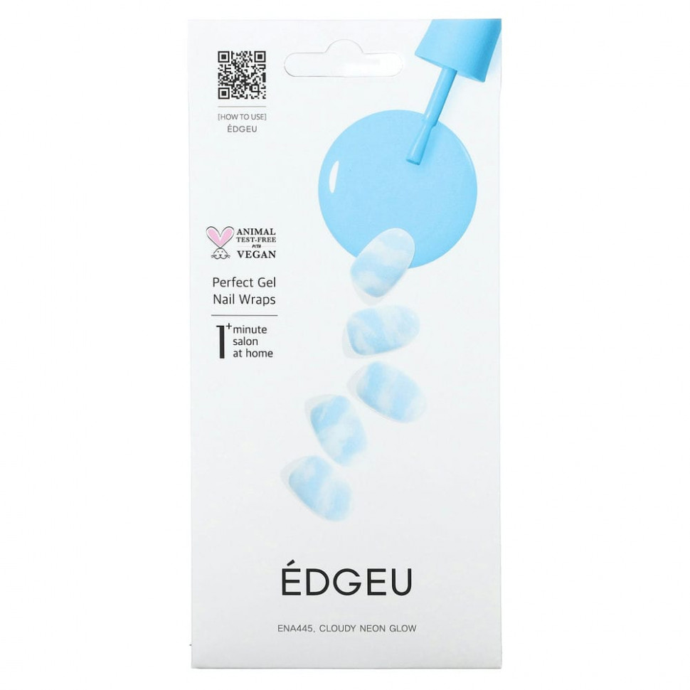 Edgeu, Perfect Gel Nail Wraps, ENA445, Cloudy Neon Glow,   16     , -, 