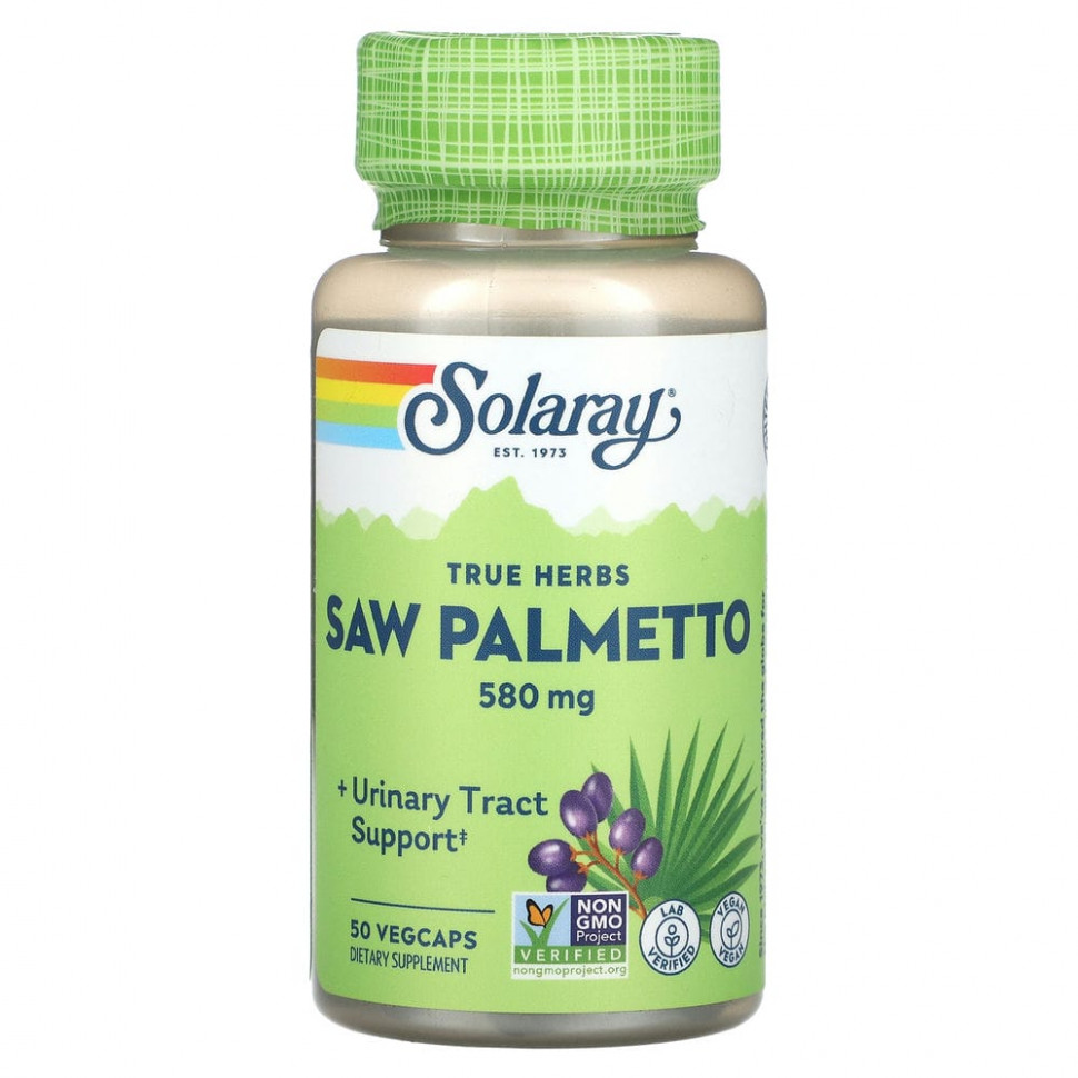  Solaray, True Herbs Saw Palmetto, 580 , 50    Iherb ()
